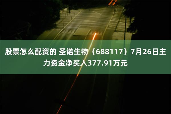 股票怎么配资的 圣诺生物（688117）7月26日主力资金净买入377.91万元