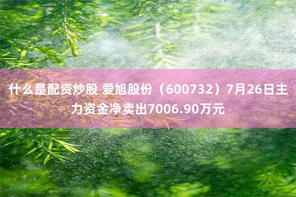 什么是配资炒股 爱旭股份（600732）7月26日主力资金净卖出7006.90万元