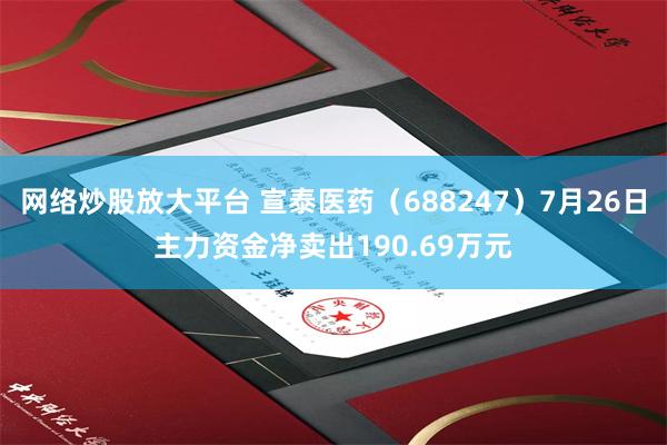 网络炒股放大平台 宣泰医药（688247）7月26日主力资金净卖出190.69万元