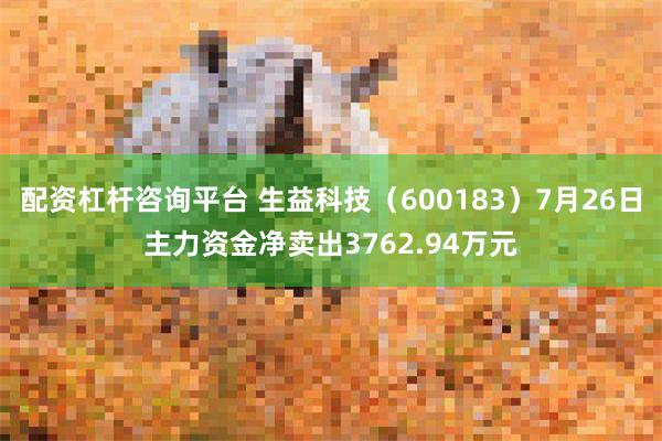 配资杠杆咨询平台 生益科技（600183）7月26日主力资金净卖出3762.94万元