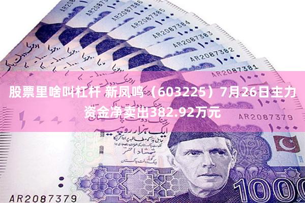 股票里啥叫杠杆 新凤鸣（603225）7月26日主力资金净卖出382.92万元