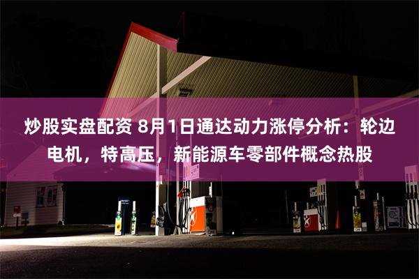 炒股实盘配资 8月1日通达动力涨停分析：轮边电机，特高压，新能源车零部件概念热股