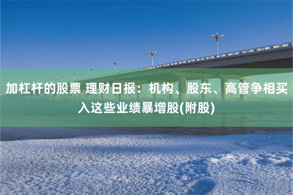 加杠杆的股票 理财日报：机构、股东、高管争相买入这些业绩暴增股(附股)