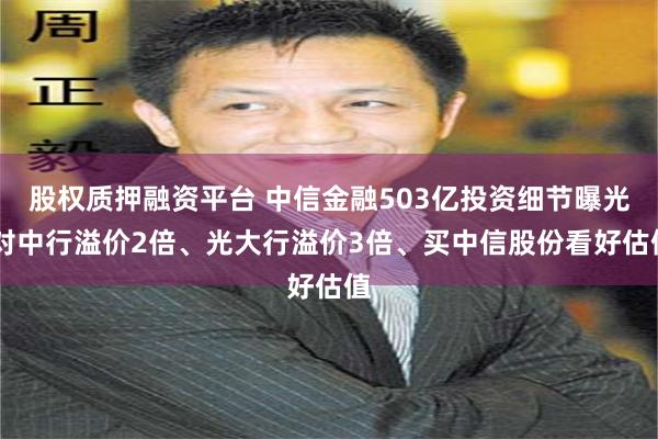 股权质押融资平台 中信金融503亿投资细节曝光 对中行溢价2倍、光大行溢价3倍、买中信股份看好估值